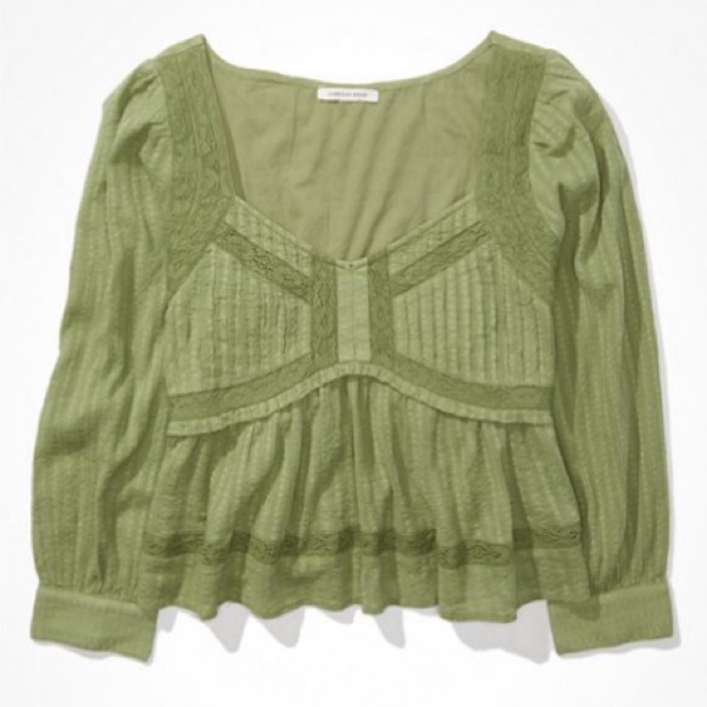 AE Long-Sleeve Babydoll Blouse